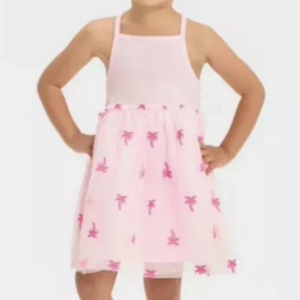 Cat & Jack Pink Dress with Palm Tree Print